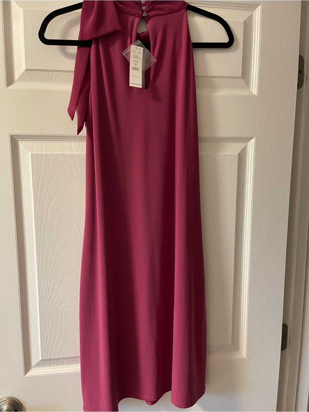 White House Black Market Magenta Halter Tie-Neck Midi Dress